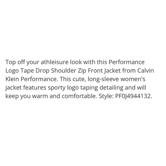 Calvin Klein | Performance Logo Tape Drop Shoulders Zip Front White Jacket - S/P - Picture 5 of 6